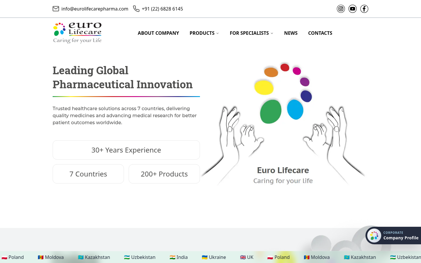 eurolifecarepharma.com, a live Next.js site built by Appmontize Media
