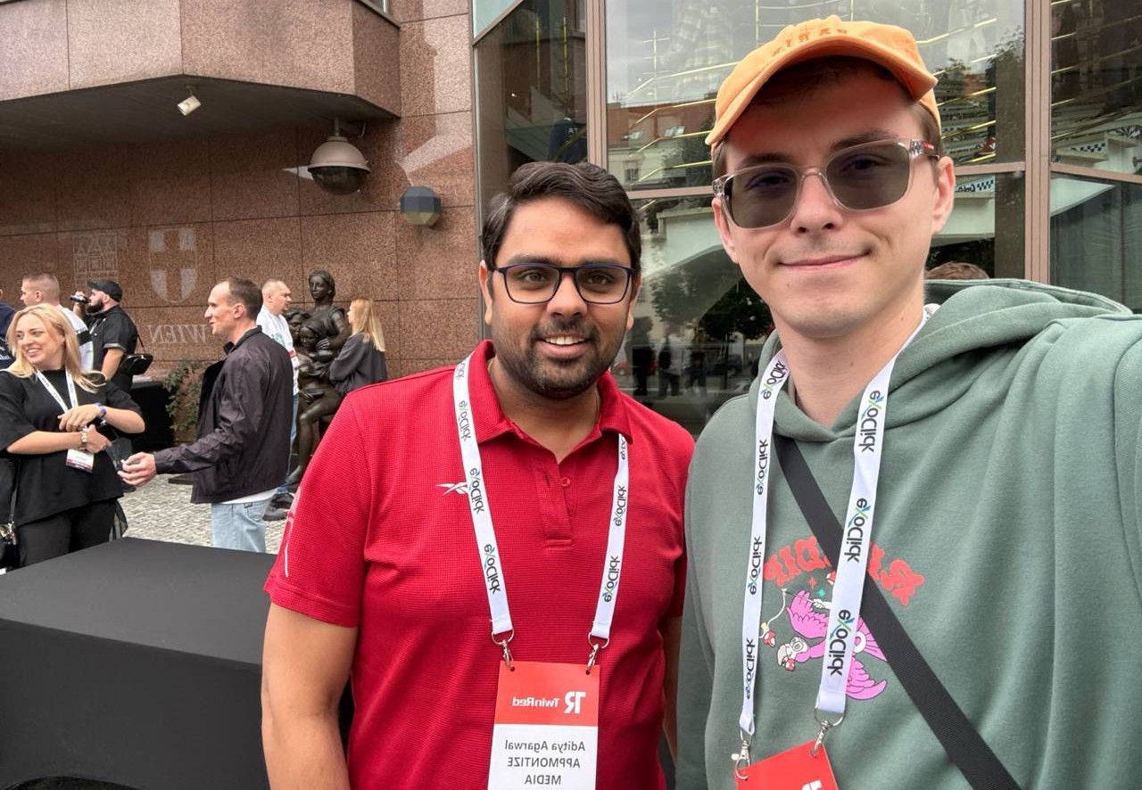 Aditya Agarwal with a partner outside the conference venue in Vienna